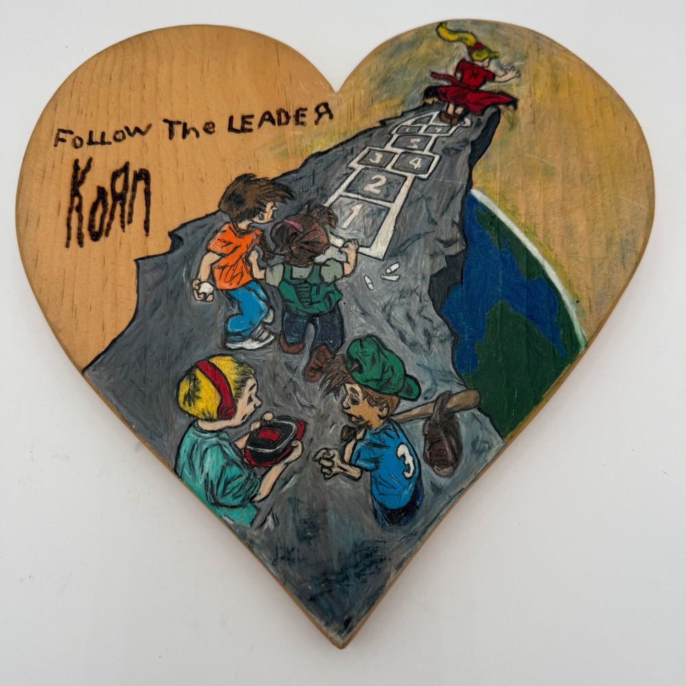 Korn Follow The Leader Heart Shaped Wooden Wall Art Unique‎ Fan Collectible